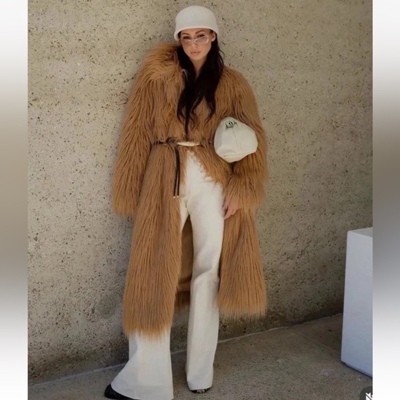 Zara limited edition long faux fur coat